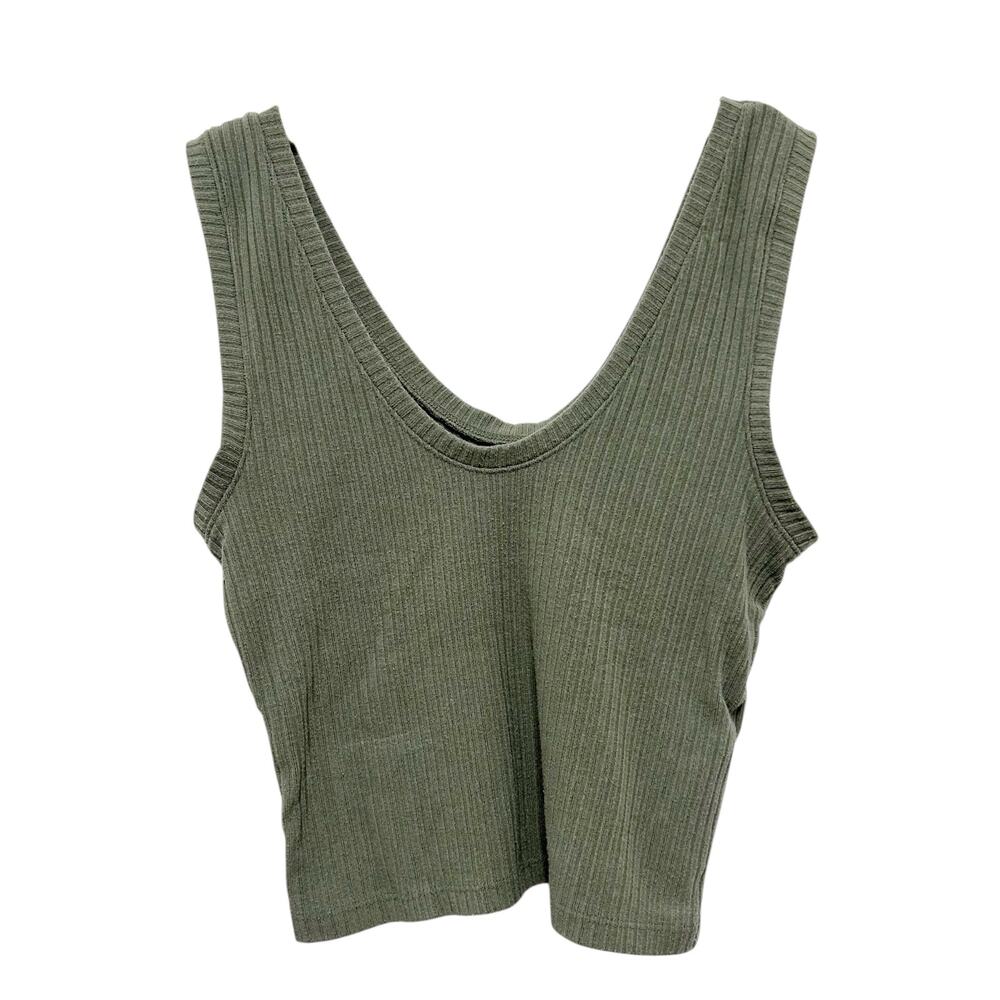 Abercrombie & Fitch Green Ribbed Cropped Tank Top Sz S